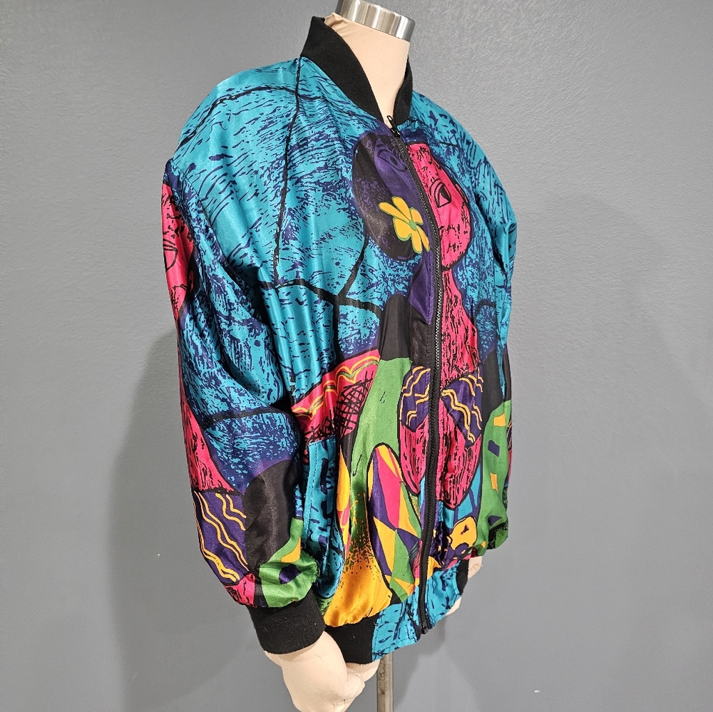 Vintage VENEZIA Women Picasso Print Bomber Windbreaker Jacket 14/16 - Picture 3 of 9
